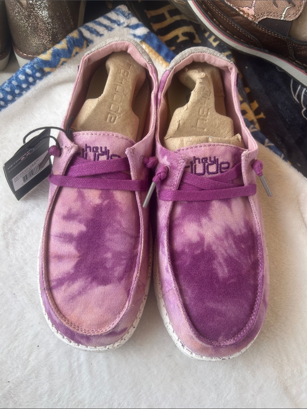 Hey Dude Women’s Purple Pink Tie-Dye Slip-On Sneakers